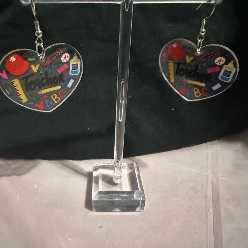 Heart shaped teachers earrings